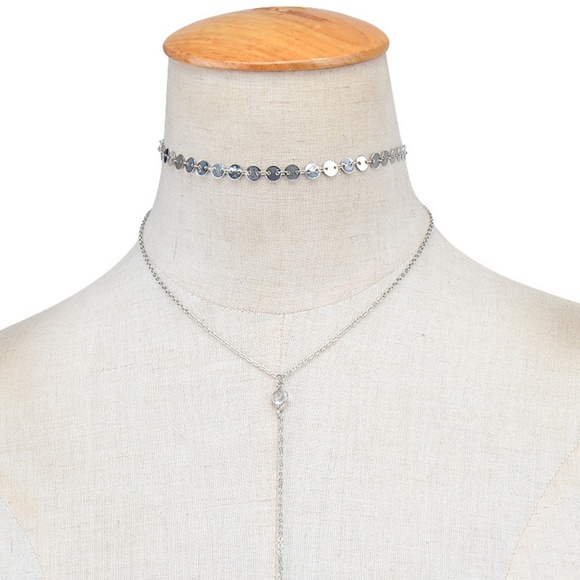 ARIA | Dainty Boho Silver Layered Choker Necklace - Picture 2 of 4